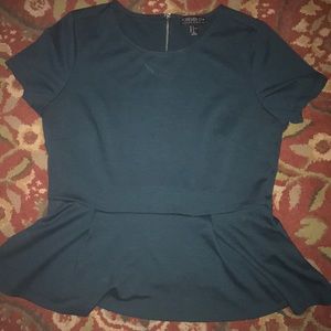 Forever 21+ Hunter Green Short Sleeve Peplum Top